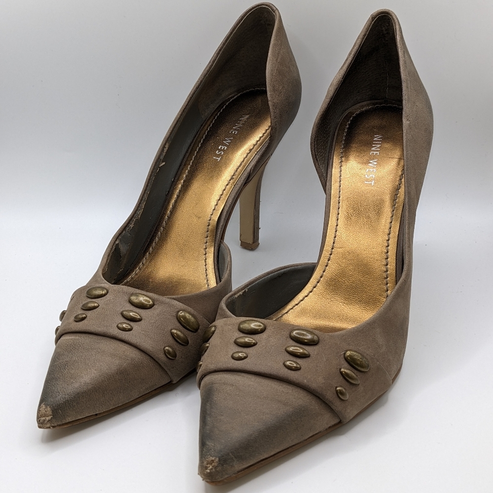 Nine West Bronze Leather Pumps SZ 10
